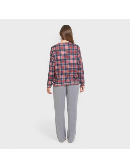 Pijama largo Secret mujer Cuadro Tuc indigo