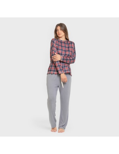 Pijama largo Secret mujer Cuadro Tuc indigo
