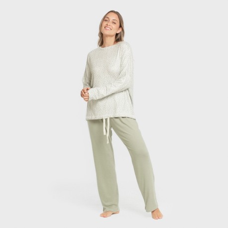 Pijama largo Secret mujer Veleta verde