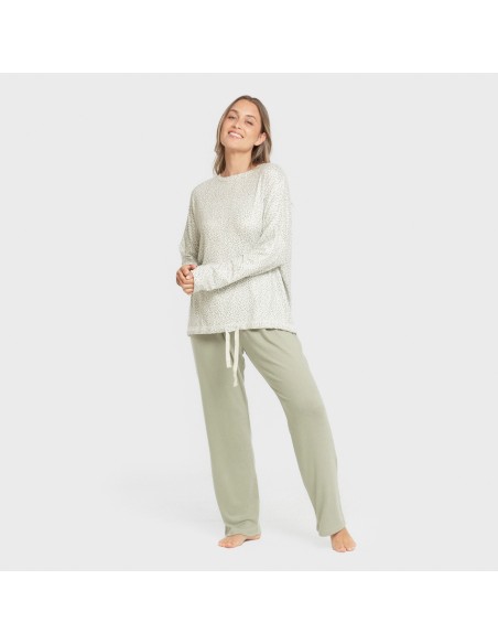 Pijama largo Secret mujer Veleta verde