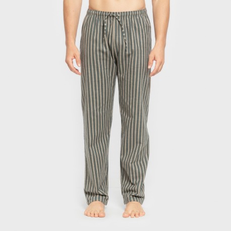 Pijama hombre franela Raya Marsellita verde - arena