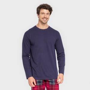 Pijama hombre franela Cuadro Bilbo azul marino