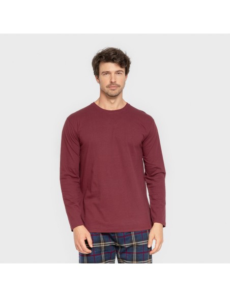 Pijama hombre franela Cuadro Tejada burdeos Pijama hombre franela Cuadro Tejada burdeos