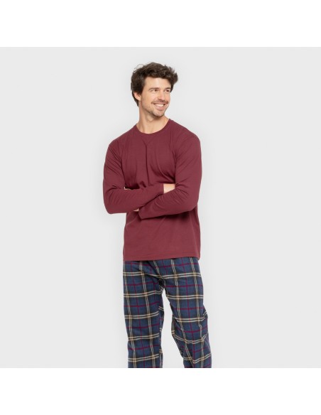 Pijama hombre franela Cuadro Tejada burdeos Pijama hombre franela Cuadro Tejada burdeos