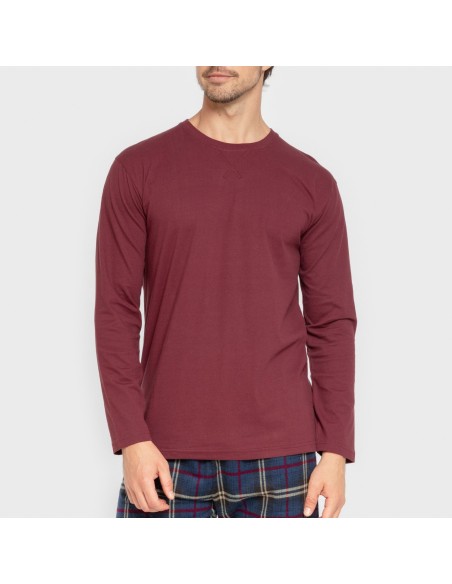 Pijama hombre franela Cuadro Tejada burdeos Pijama hombre franela Cuadro Tejada burdeos