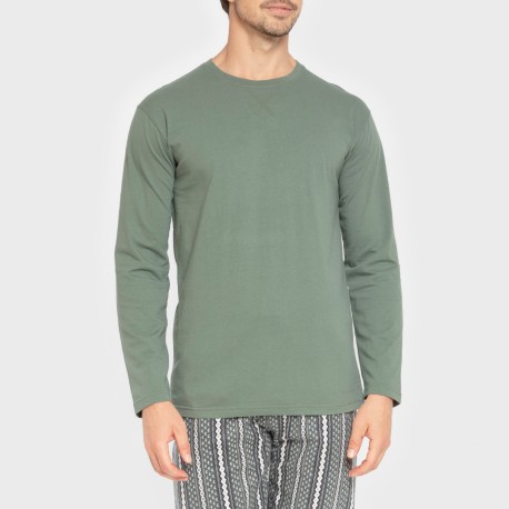 Pijama hombre franela Cronos verde