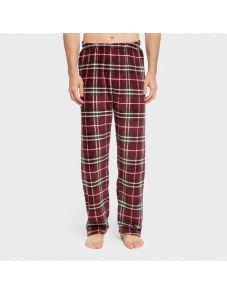 Pijama coral hombre Cuadro Sauron burdeos Pijama coral hombre Cuadro Sauron burdeos