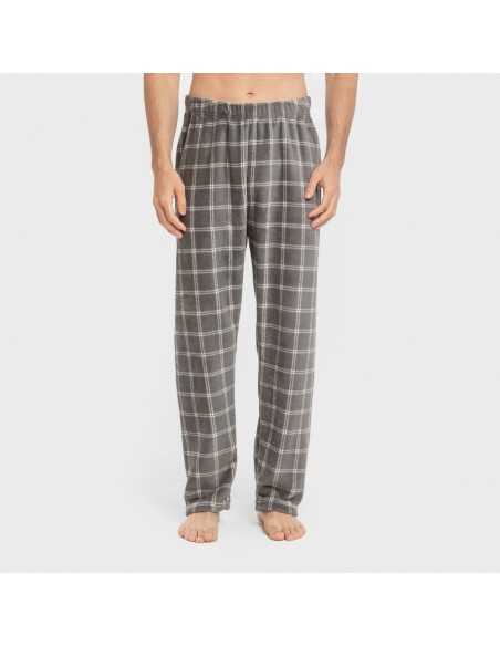 Pijama coral hombre Cuadro Nidari gris