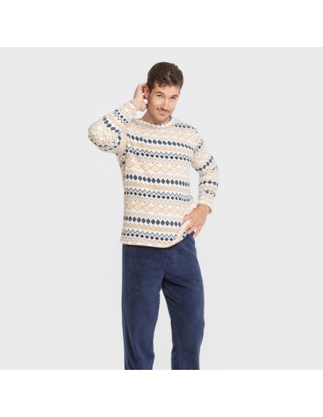 Pijama coral hombre Cor azul