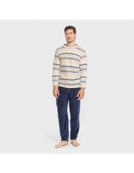 Pijama coral hombre Cor azul