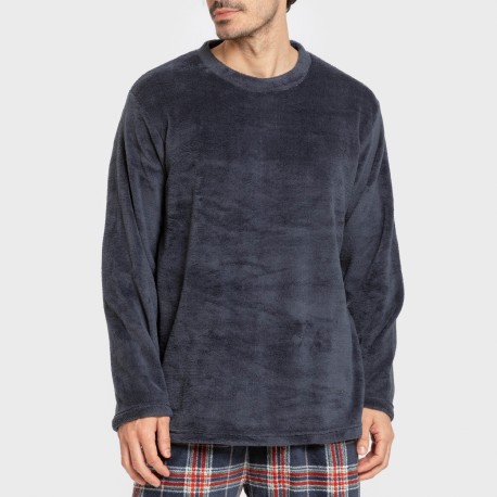 Pijama coral hombre Cuadro Curtis azul marino