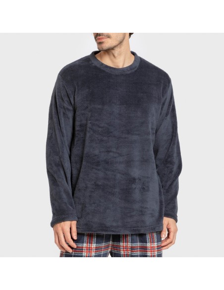 Pijama coral hombre Cuadro Curtis azul marino