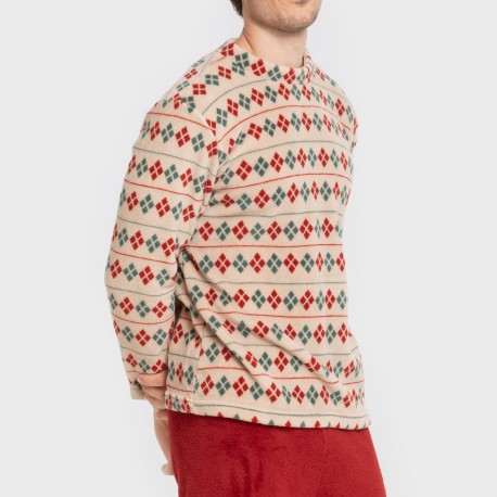 Pijama coral hombre Casimira burdeos