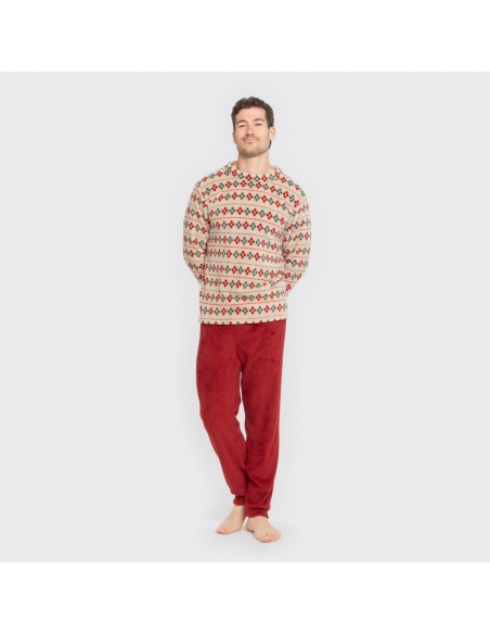 Pijama coral hombre Casimira burdeos