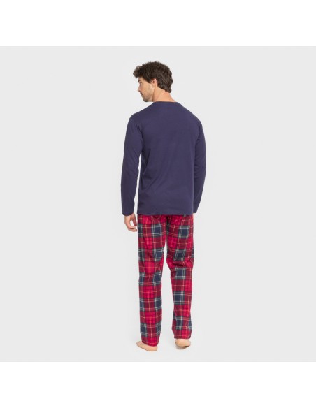 Pijama hombre franela Cuadro Bilbo azul marino