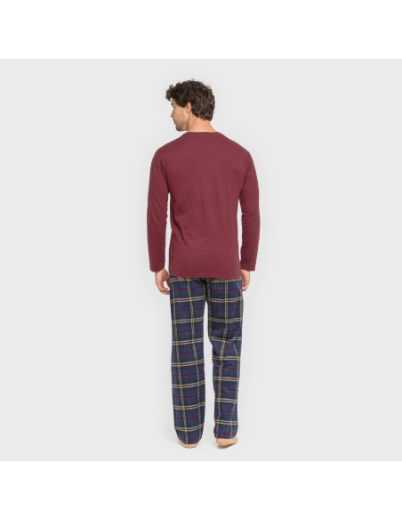 Pijama hombre franela Cuadro Tejada burdeos Pijama hombre franela Cuadro Tejada burdeos