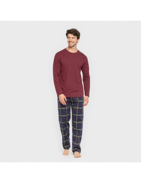 Pijama hombre franela Cuadro Tejada burdeos Pijama hombre franela Cuadro Tejada burdeos
