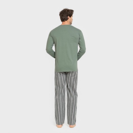 Pijama hombre franela Cronos verde