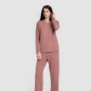 Pijama largo mujer soft Embera malva rosa 2