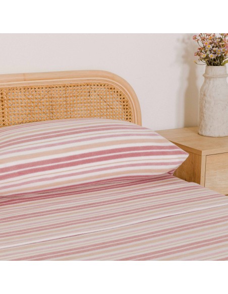Juego de sábanas pirineo Raya Caléndula malva rosa
