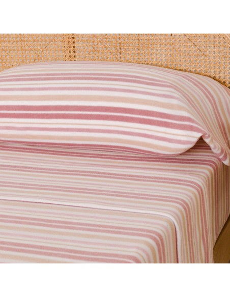 Juego de sábanas pirineo Raya Caléndula malva rosa