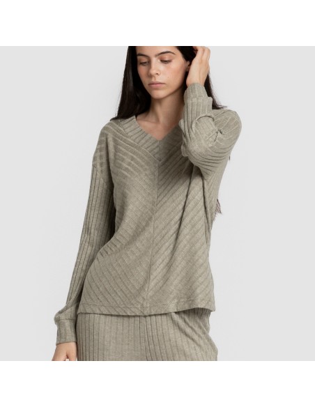 Jersey pico polyamide canalé mujer