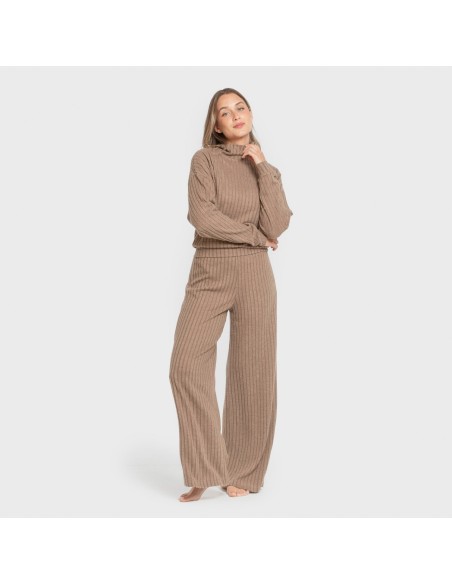 Pantalón largo ancho 4x2 canalé mujer