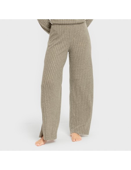 Pantalón largo ancho 4x2 canalé mujer