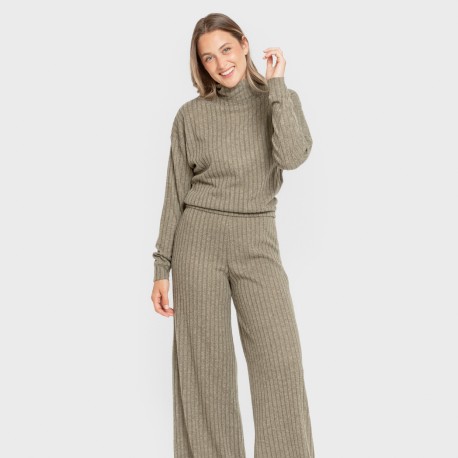 Pantalón largo ancho 4x2 canalé mujer