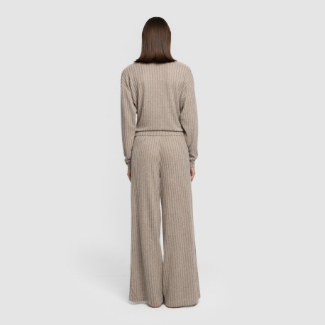 Pantalón largo ancho 4x2 canalé mujer