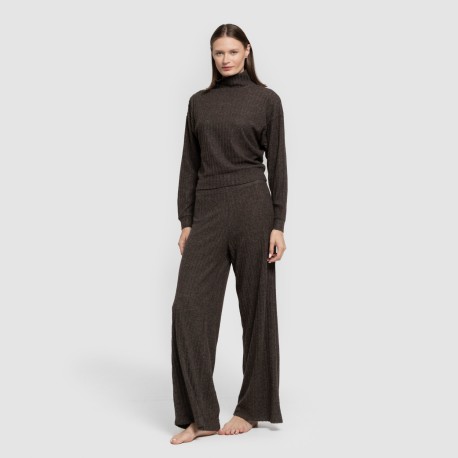 Pantalón largo ancho 4x2 canalé mujer