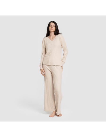 Pantalón largo polyamide canalé mujer