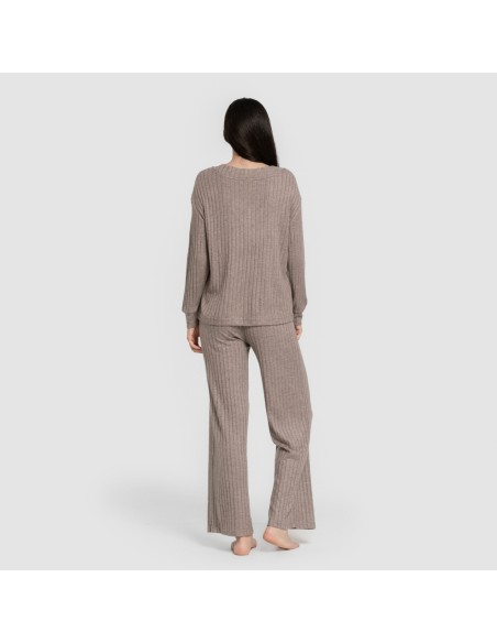 Pantalón largo polyamide canalé mujer