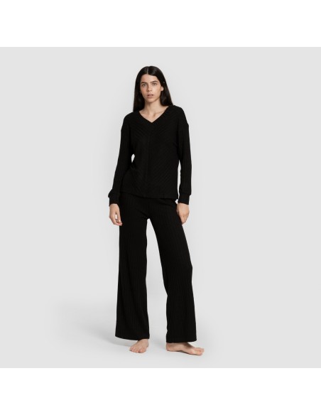 Pantalón largo polyamide canalé mujer