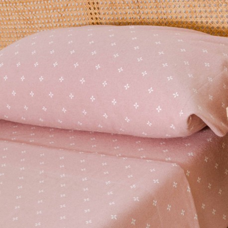 Juego de sábanas franela Perforada rosa keike