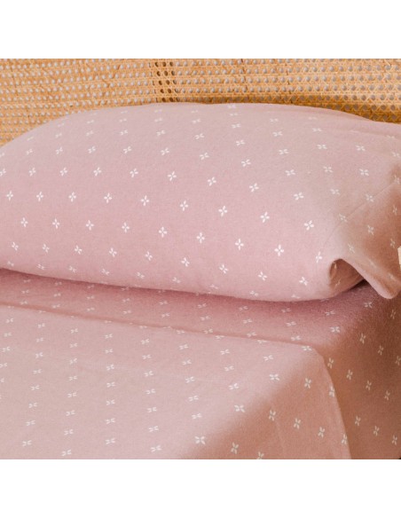 Juego de sábanas franela Perforada rosa keike