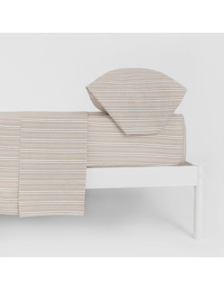 Juego de sábanas algodón Raya Segovia azul keike