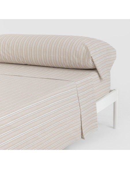 Juego de sábanas algodón Raya Segovia azul keike