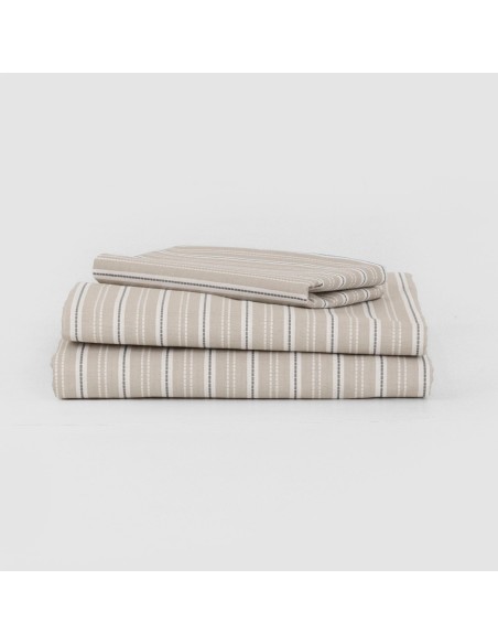 Juego de sábanas algodón Raya Segovia azul keike