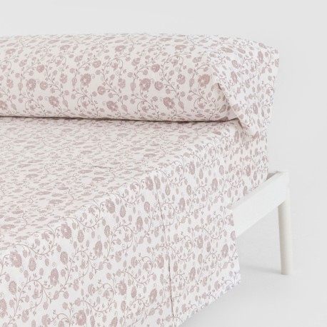 Juego de sábanas algodón Maggie malva