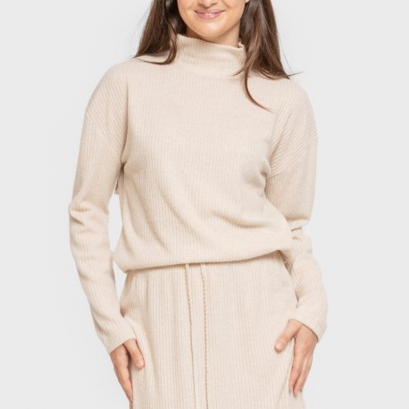 Jersey cuello subido rib canalé mujer