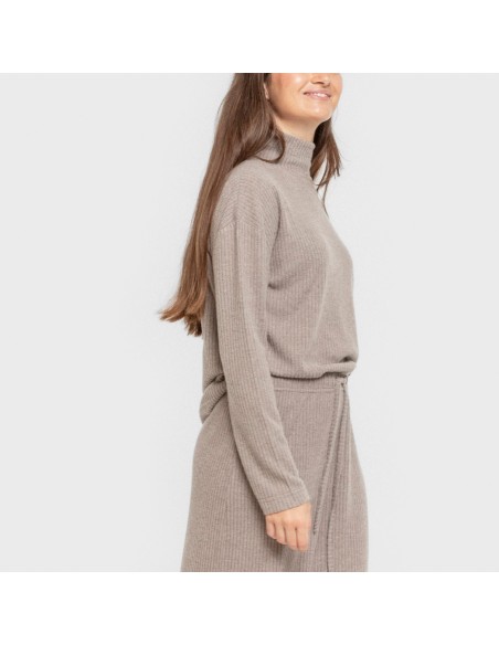 Jersey cuello subido rib canalé mujer