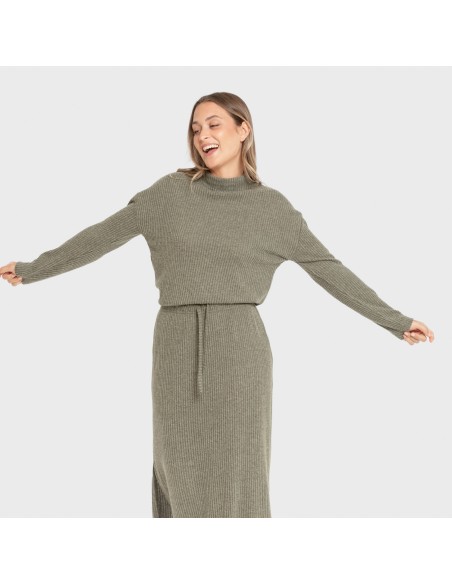 Jersey cuello subido rib canalé mujer