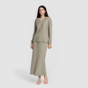 Falda midi polyamide canalé mujer