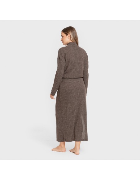 Falda midi rib canalé mujer