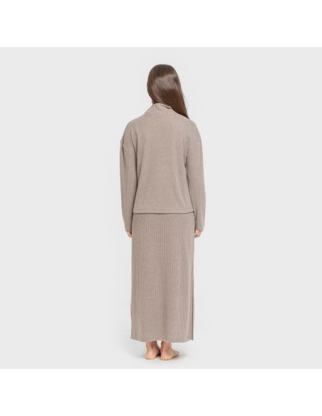 Falda midi rib canalé mujer