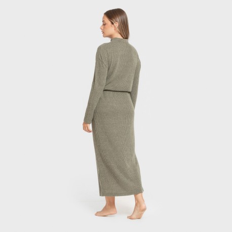 Falda midi rib canalé mujer