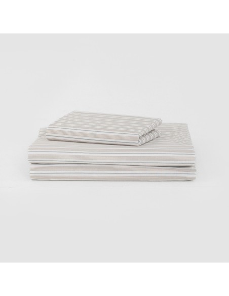 Juego de sábanas algodón Raya Rita verde seco