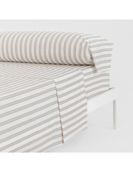 Juego de sábanas algodón Raya Sitges verde seco
