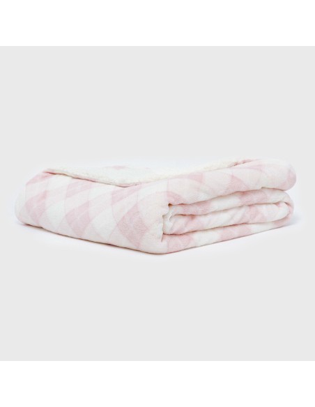 Manta sherpa Cuadro Guima rosa